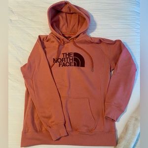 North Face Hoodie - Salmon Colored with Burgundy Logo - Women’s Large